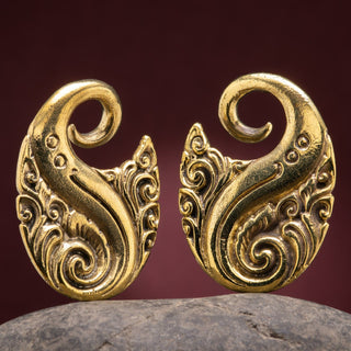 Swirl Design Brass Ear Weights Hangers