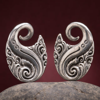 Swirl Design White Brass Ear Weights Hangers