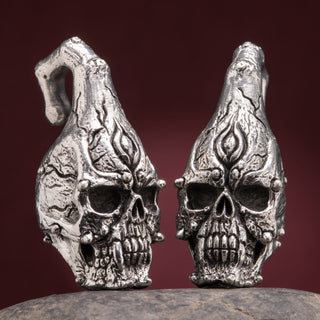 Skull White Brass Ear Weights Hangers