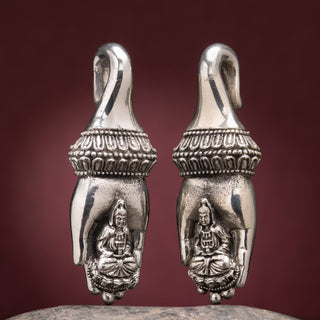 Buddha in Hand White Brass Ear Weights Hangers