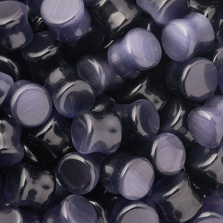 Purple Cat Eye Double Flare Glass Plugs