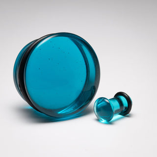 Blue Single Flare Glass Plugs