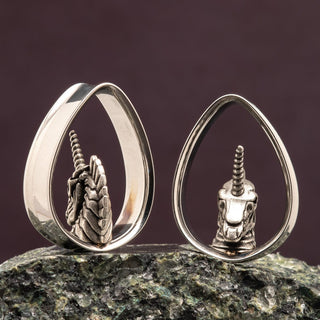 Unicorn Skull Stainless Steel Teardrop Tunnels