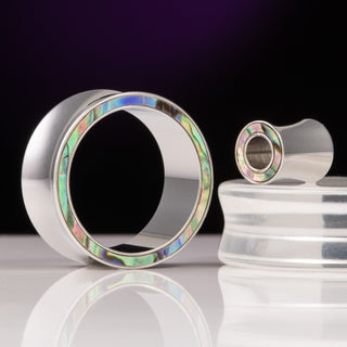 Steel Plugs with Abalone Inlay