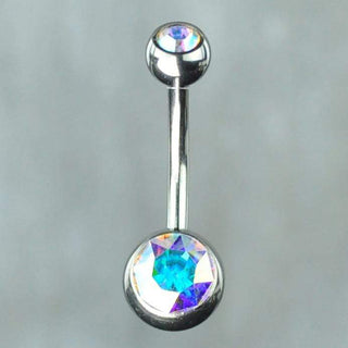 Titanium Bezel Set Double Gem Belly Ring