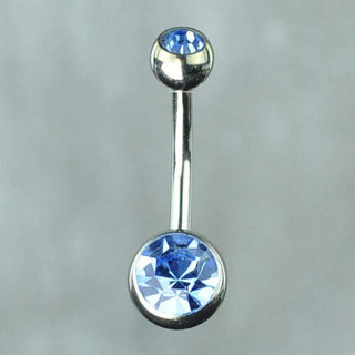 Titanium Bezel Set Double Gem Belly Ring