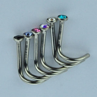 Titanium Nose Screw with CZ Gem