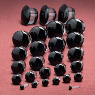 Single Flare Black Glass Plugs