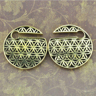 Flower of Life Brass Ear Weights Hangers