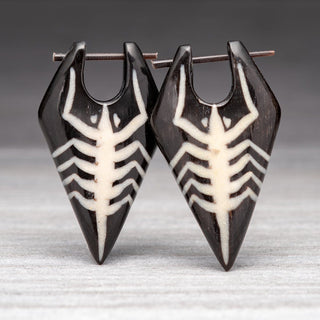 Horn Pin Earrings Hangers with Bone Inlay