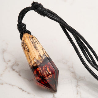 Amber Wood and Epoxy Necklace