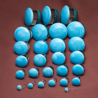 Single Flare Blue Glass Plugs