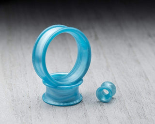 Pearl Blue Thin Silicone Tunnels