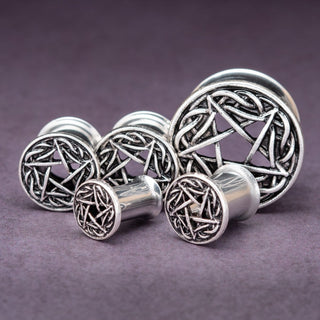 Pentagram Double Flare Steel Plugs