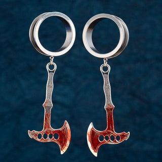 Stainless Steel Tunnels with Dangling Bloody Axe