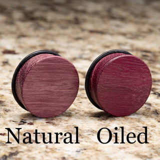 Purple Heart Wood Single Flare Plugs